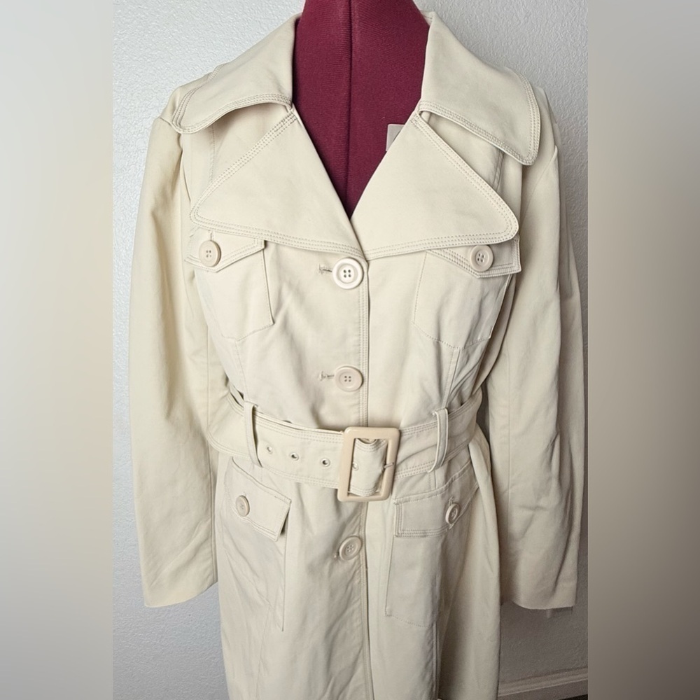 New York & Company Beige Trench Coat - Picture 2 of 7